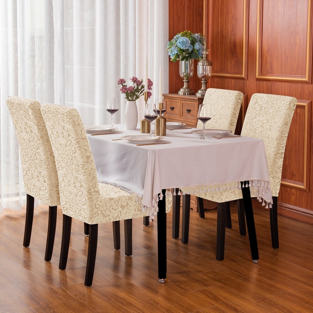 Subrtex Set of 2 Stretch Dining Chair Cover Jacquard Damask Slipcovers