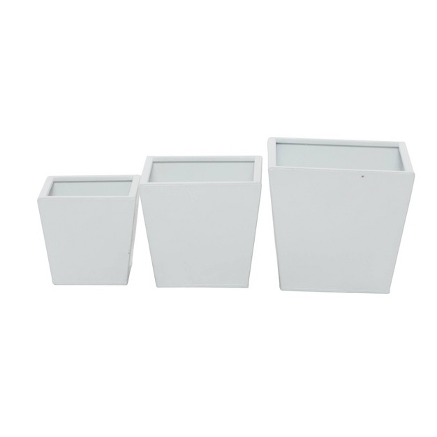 Planters 3pc Modern Novelty Metal Pots White Cosmoliving By Cosmopolitan Indoor outdoor Weather resistant Minimalist Design