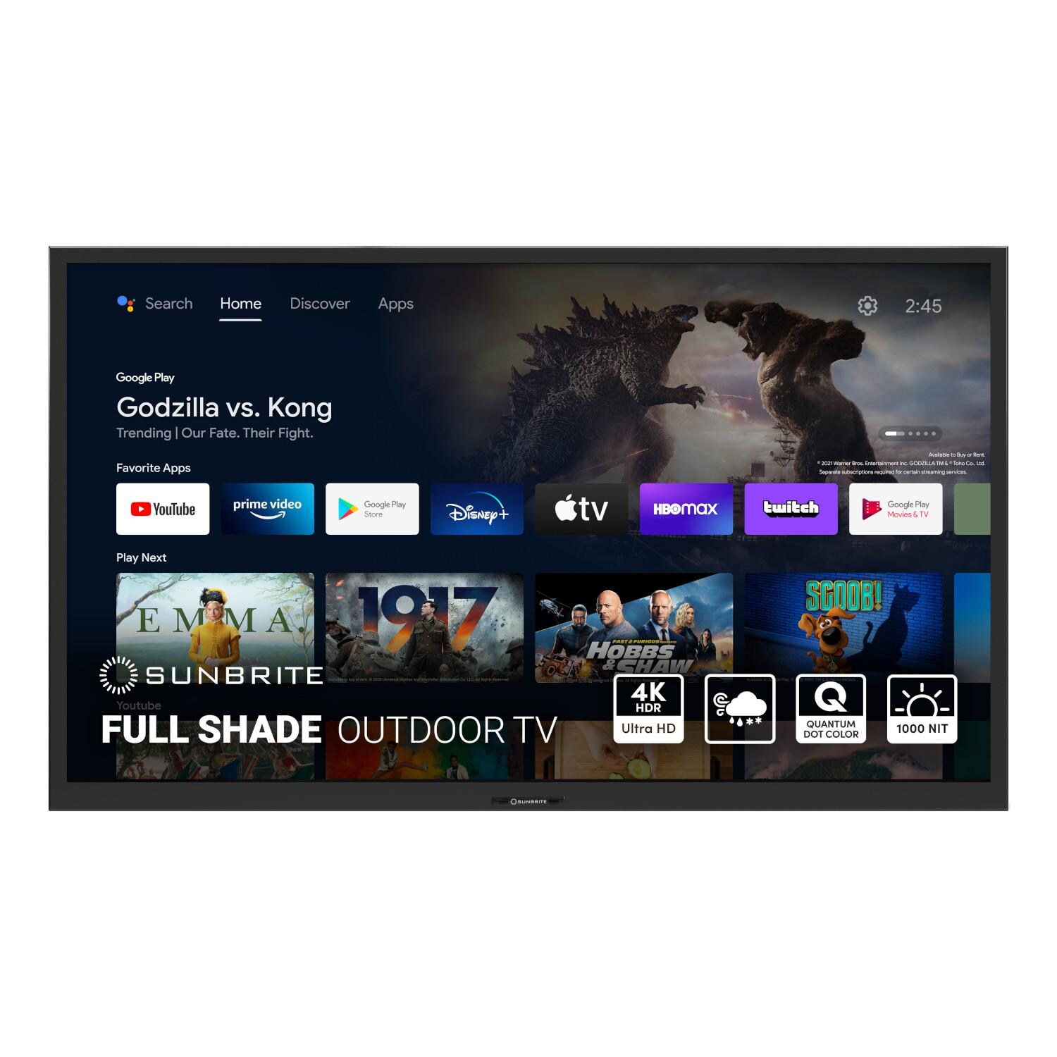 SunBriteTV Veranda 3 Series 55andPrime; Full Shade 4K UHD HDR Outdoor Smart TV