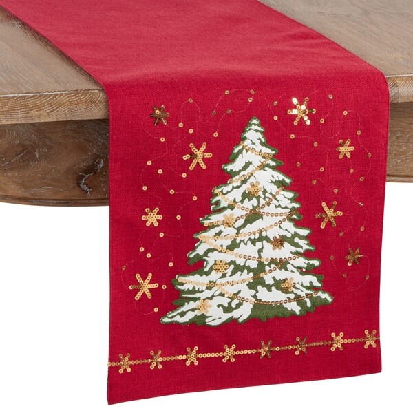 Table Runner With Christmas Tree Design