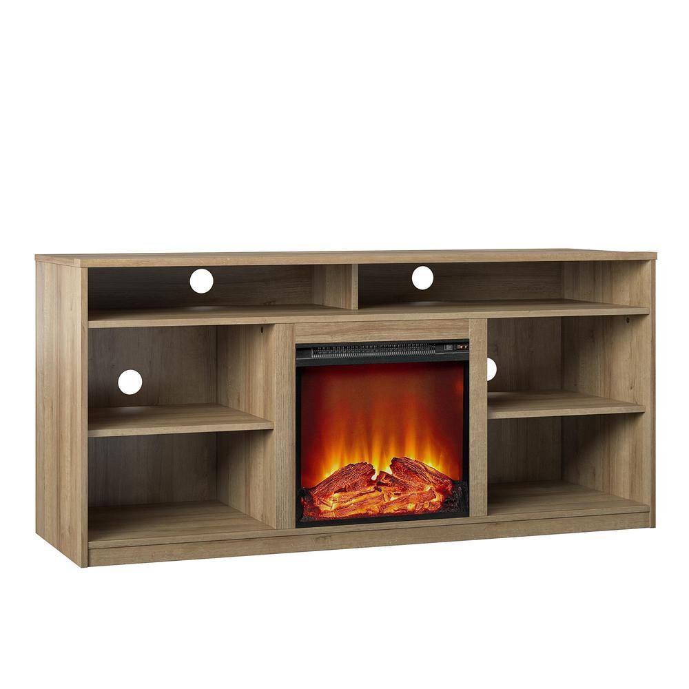 Ameriwood Home 65 in. Mountain Bay Fireplace TV Stand for TVs in Natural DE01561