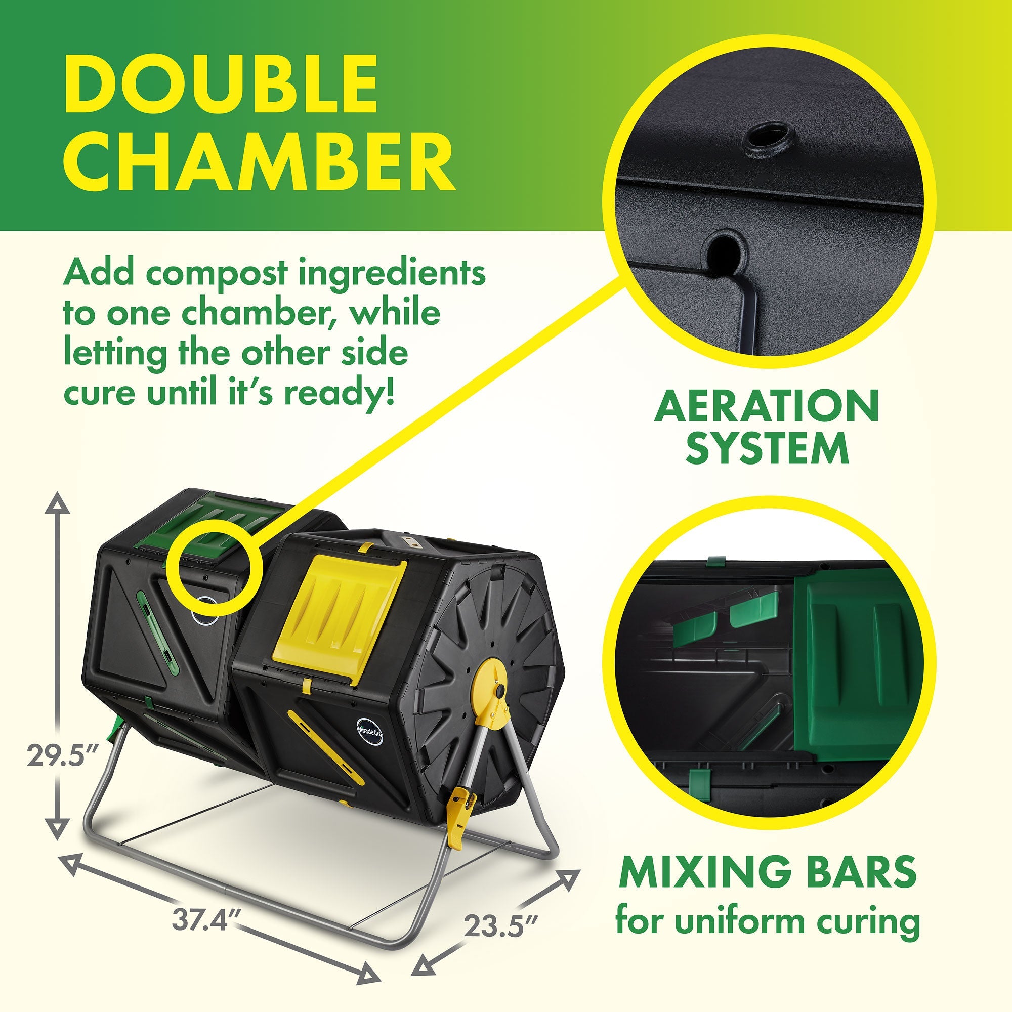 Miracle-Gro - 55 gal Dual Chamber Tumbling Composter