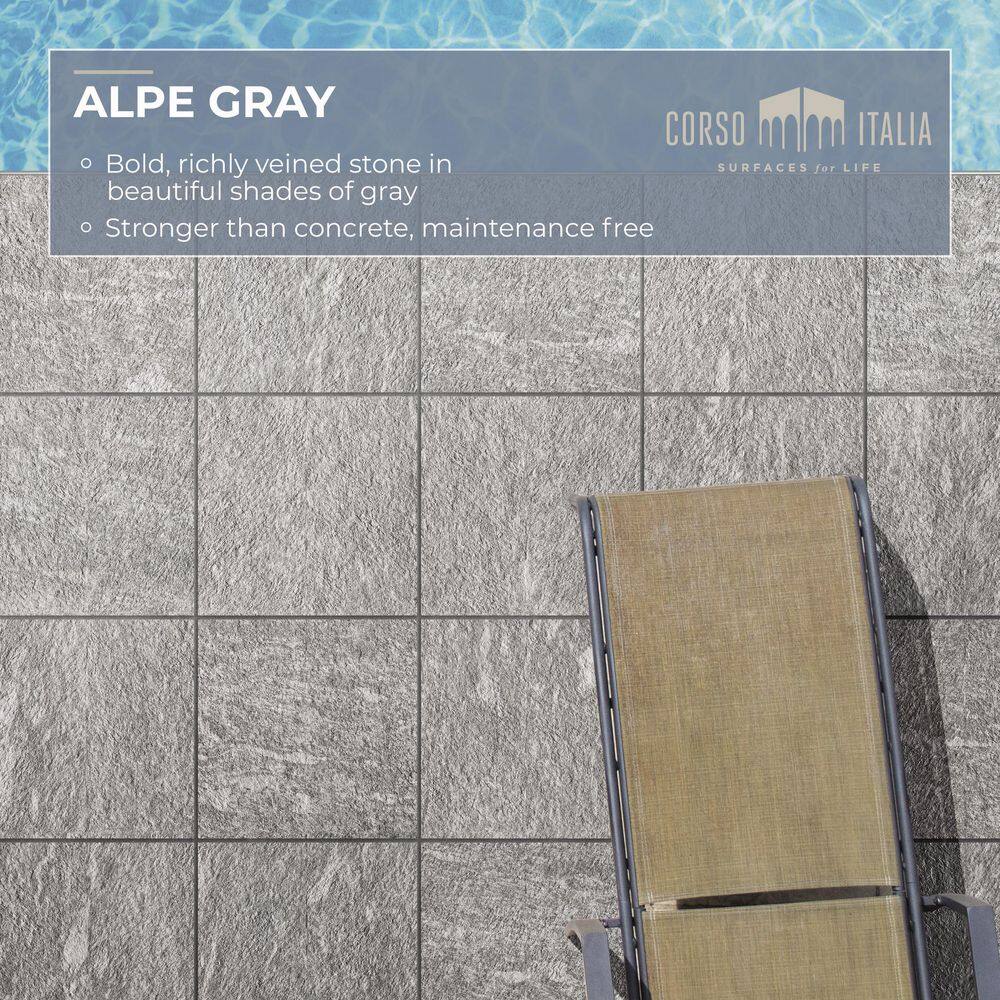 Corso Italia Alpe Gray 24 in. x 48 in. x 0.75 in. Porcelain Paver 610010004651