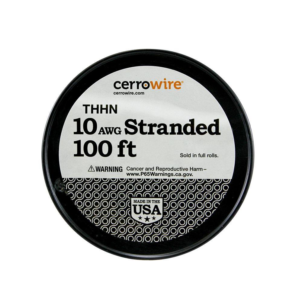 Cerrowire 100 ft. 10 Gauge Black Stranded Copper THHN Wire 112-3871C