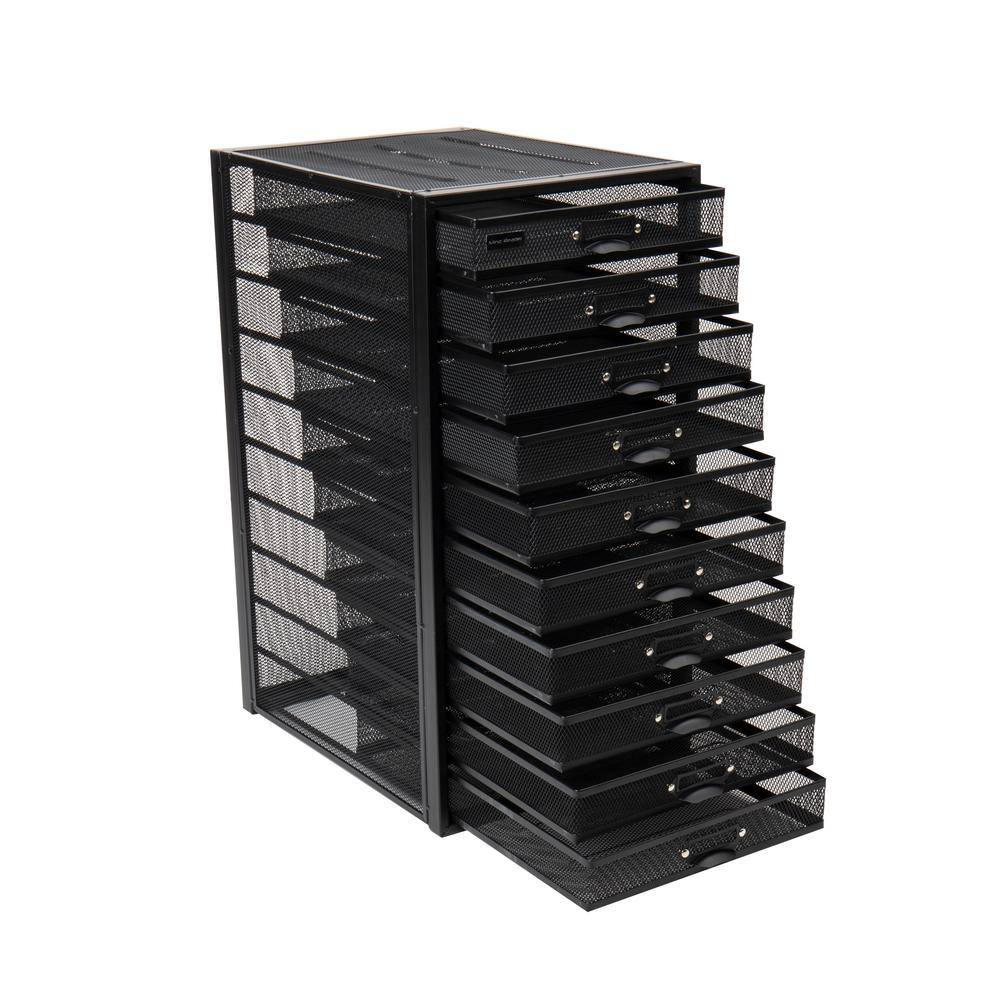 Mind Reader Network Collection 10-Drawer File Storage Desk Organizer Label Frame on Each Drawer Metal Mesh Multi-Purpose Black 10CABMESH-BLK