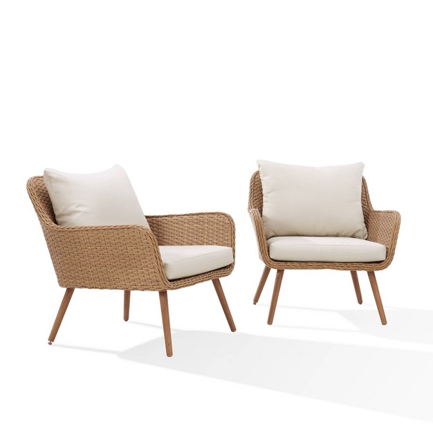 Landon 2pc Outdoor Wicker Chair Set Beige Crosley