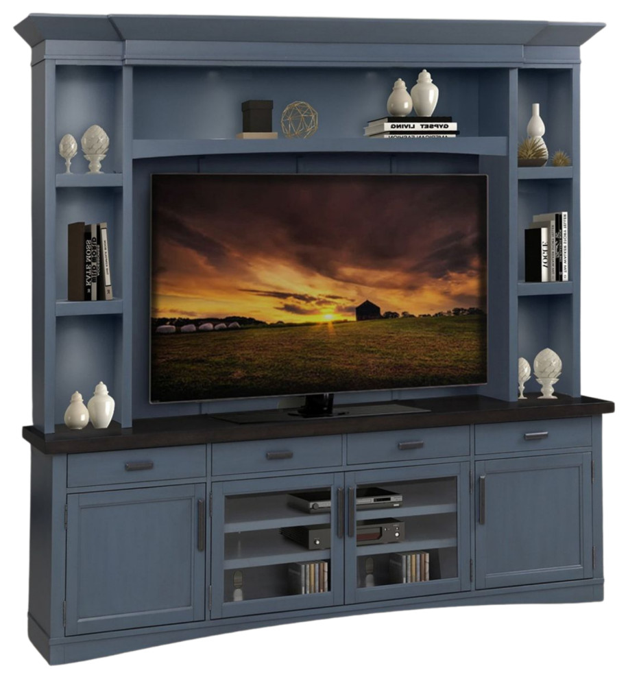 Parker House Americana Modern 4 Piece92 quotTV Entertainment Center Denim   Transitional   Entertainment Centers And Tv Stands   by Unlimited Furniture Group  Houzz