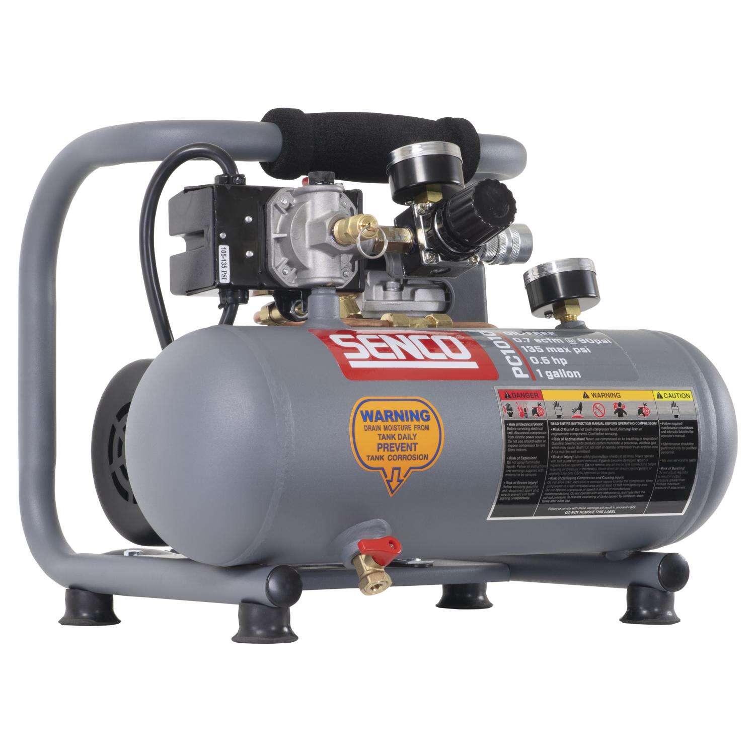 Senco 1 gal Horizontal Portable Hand-Held Air Compressor 125 psi 1/2 HP