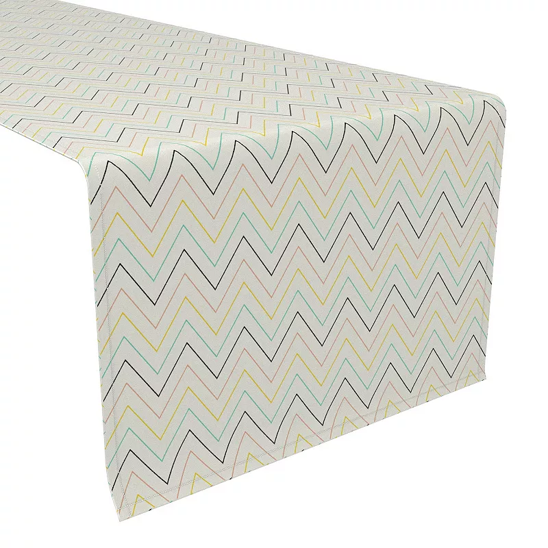 Table Runner， 100% Cotton， 16x72， Chevron Wave