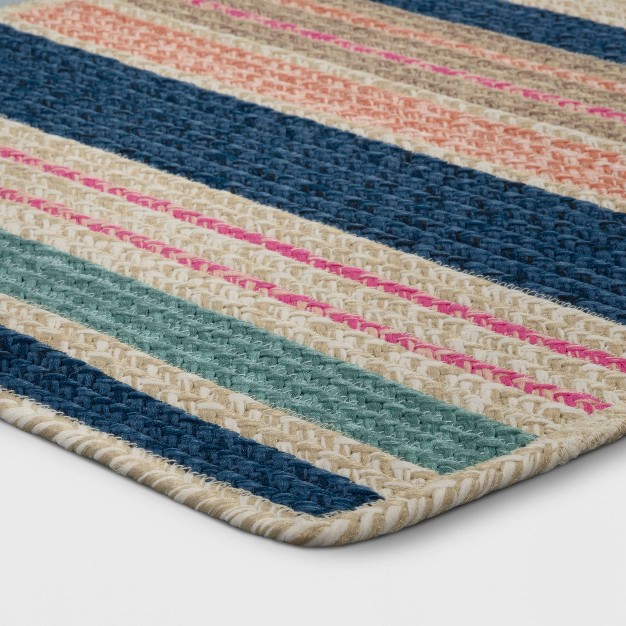 Striped Rectangular Braided Outdoor Rug