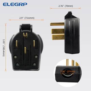 ELEGRP 30 Amp50 Amp 125250-Volt 3-Pole4-Wire NEMA 14-30P14-50P Grounded Straight Blade Angle Plug Black S143050P