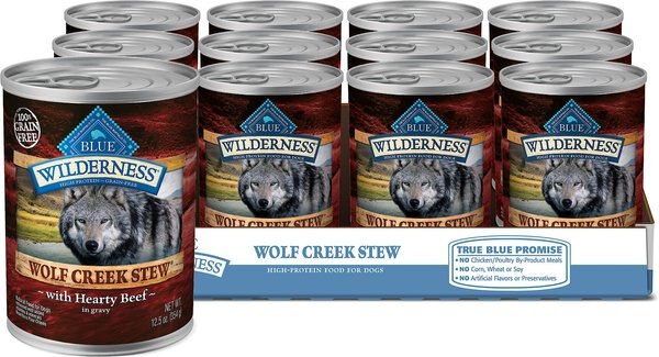 Blue Buffalo Wilderness Wolf Creek Stew Hearty Beef Stew Grain-Free Adult Canned Dog Food