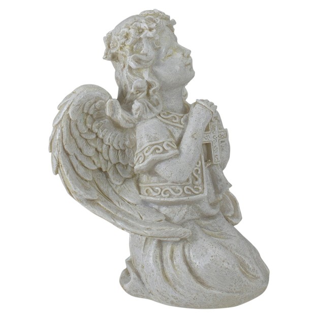 Praying Angel With Cross Outdoor Garden Statue