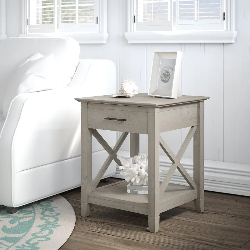 Key West Washed Gray End Table