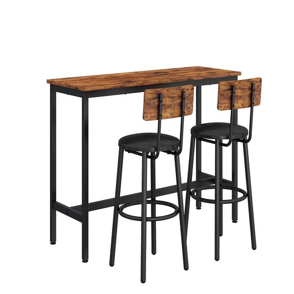 3-Piece Industrial Dining Table Set Bar Set with 2 PU Padded Bar Stool for Country House City Apartment Dining Room