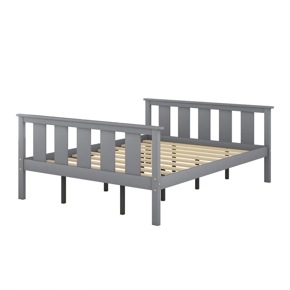 Wood Platform Bed Queen Size Bed Frame with Headboard