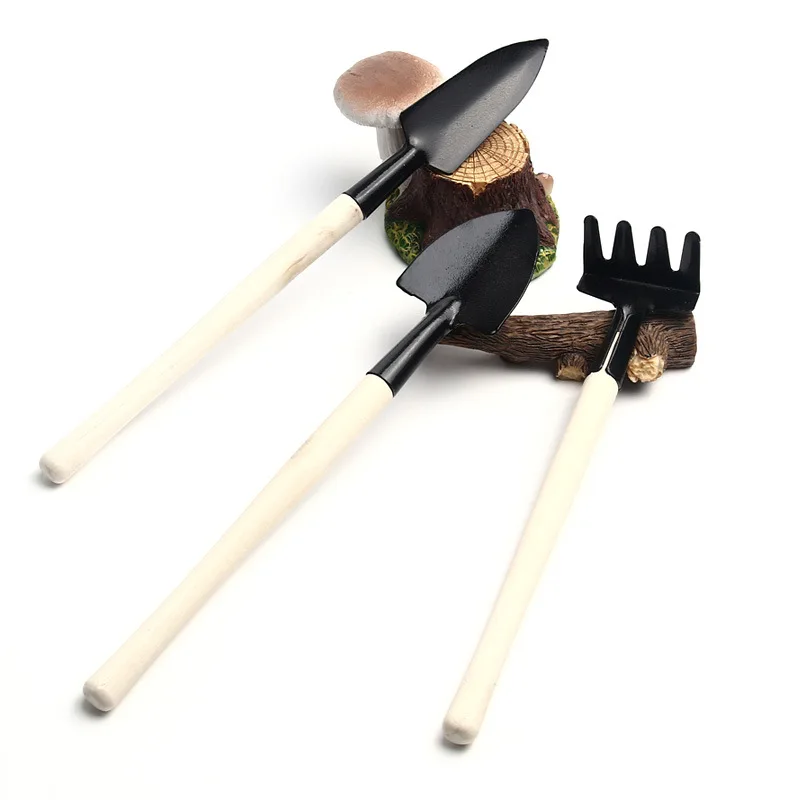 3pcs/set Mini wooden shovel  Wooden handle Garden Tools Includes Hand Trowel  Trowel and Cultivator Hand Rake