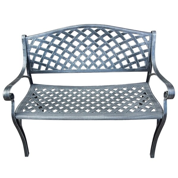 Outdoor Aluminum Modern Black Bronze Grey White Patio Bench Loveseat