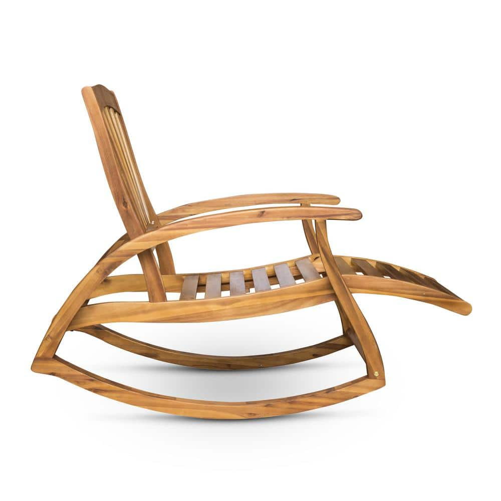 Noble House Sunview Teak Brown Wood Outdoor Rocking Chair