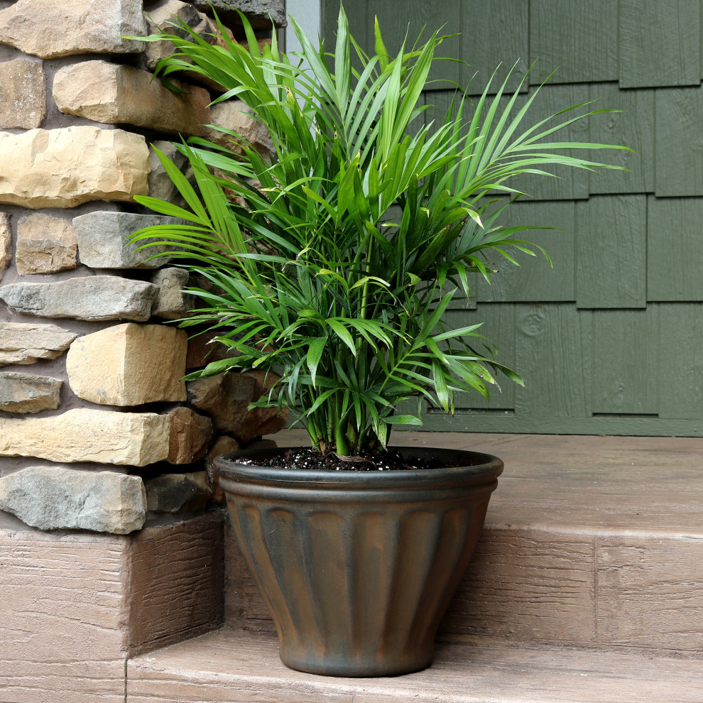 Sunnydaze Charlotte Outdoor Flower Pot Planter  Rust  16 quot  Farmhouse   Outdoor Pots And Planters   by Sunnydaze Decor  Houzz