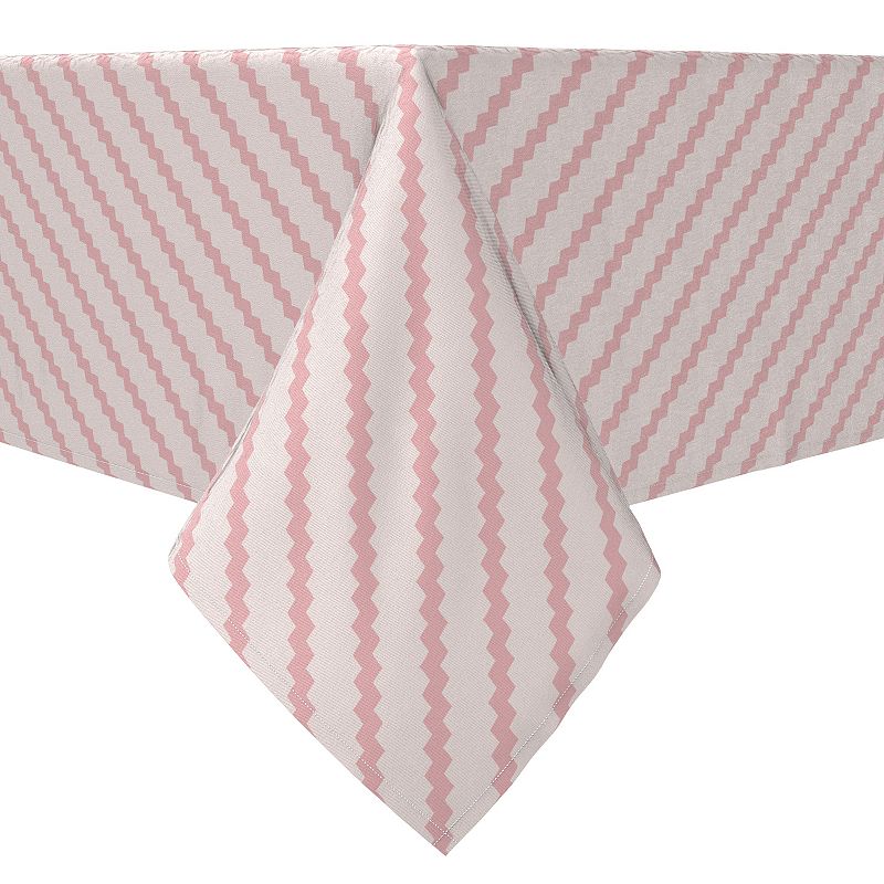 Square Tablecloth， 100% Cotton， 60x60， Pink Abstract Stripe