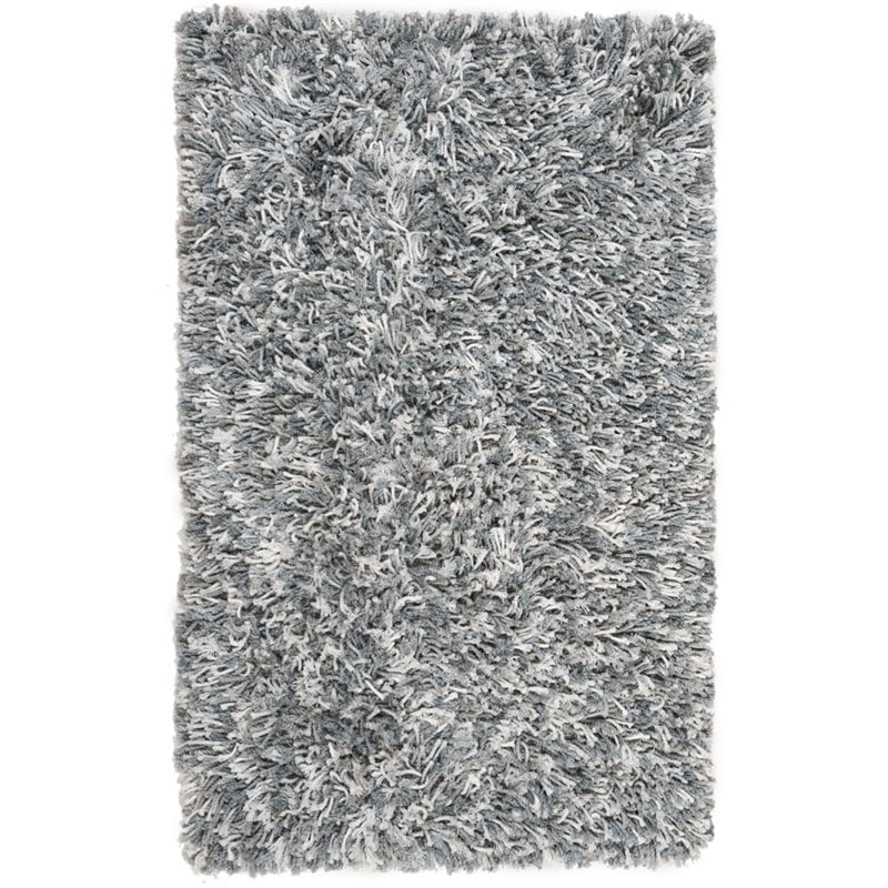 SAFAVIEH Rio Kynaston Solid Polyester Shag Area Rug, Grey/Ivory, 5' x 8'