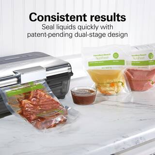 Hamilton Beach NutriFresh Black and Silver Food Vacuum Sealer with 2-Roll Storage and Starter Kit 78218