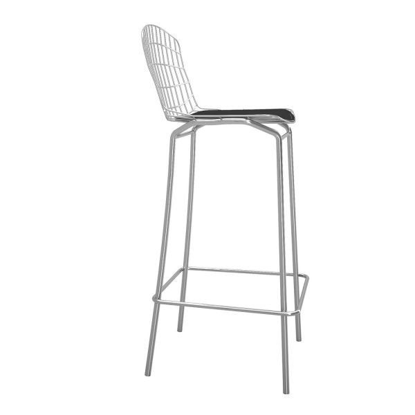 Madeline Barstool in Silver and Black