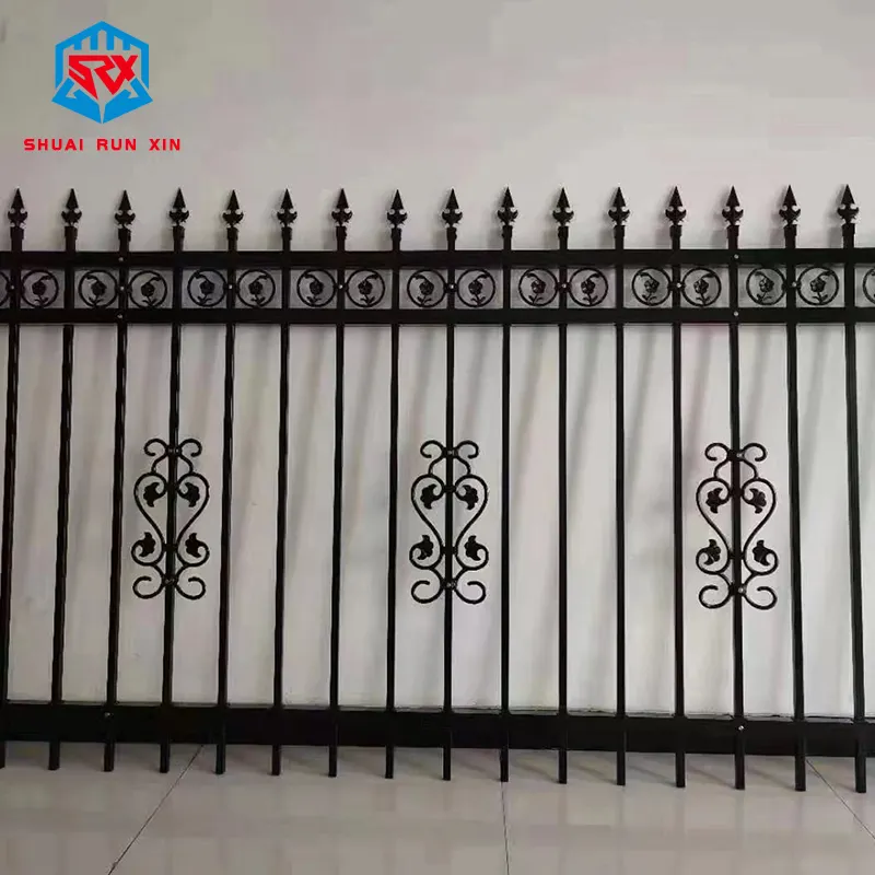 Black Metal Garden Decorative Fence Iron Anti climb Fence Wrought Iron Fence Decorative Garden Supplies