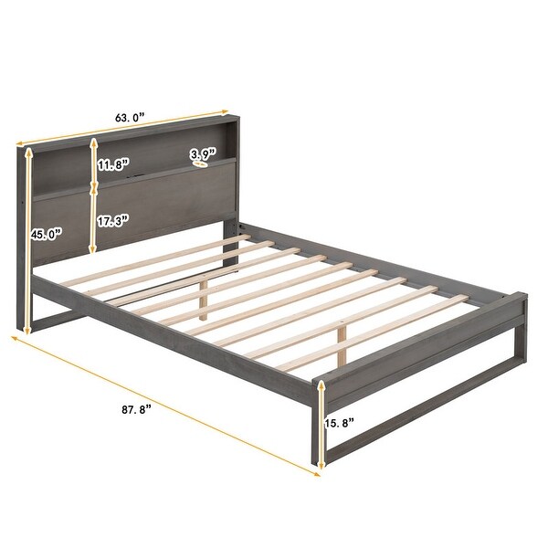 3-Pieces Bedroom Sets Queen Size Platform Bed with Two Nightstands - - 36796785