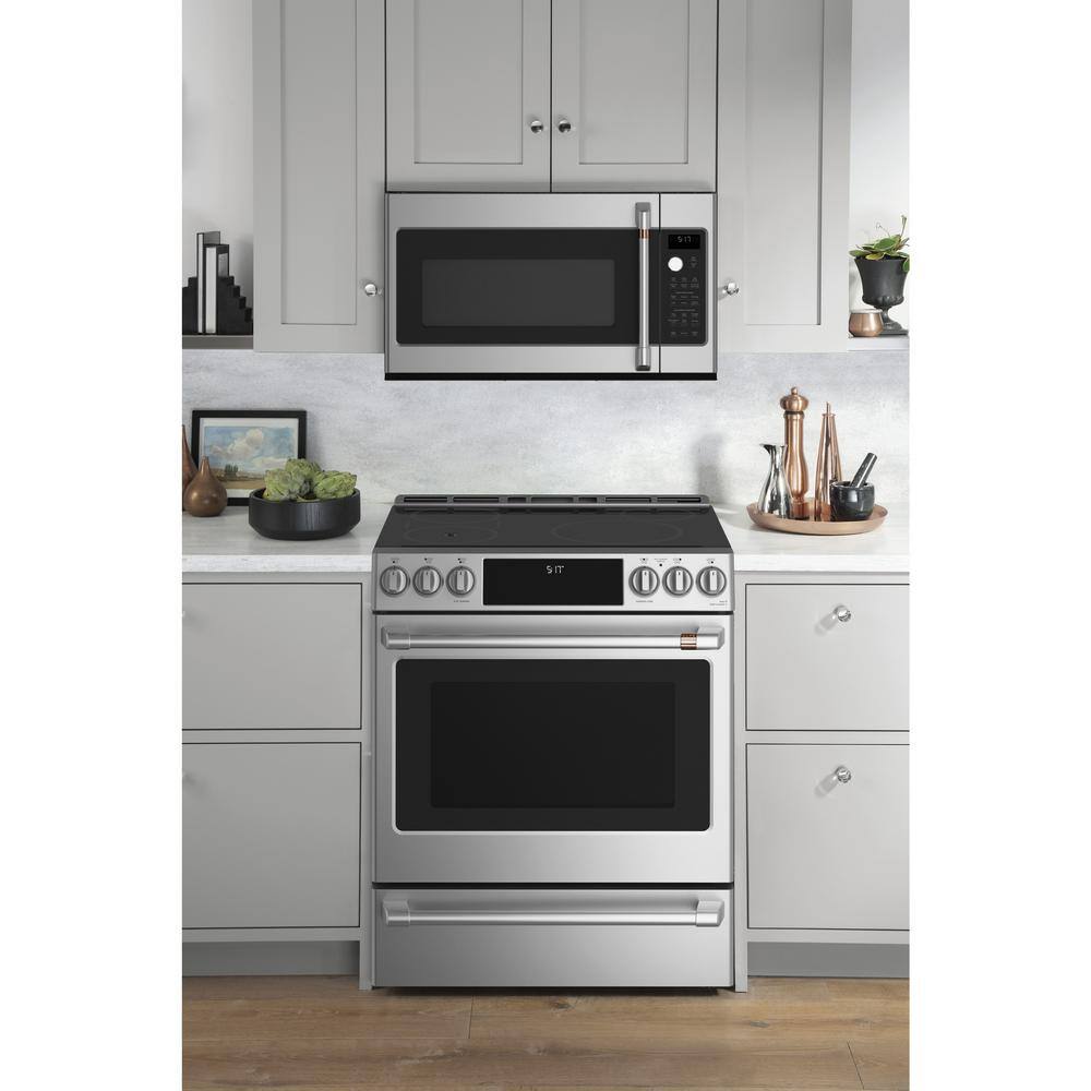 Cafe 30 in. 5.7 cu. ft. Slide-In Smart Induction Range with Self-Cleaning Convection Oven and in Stainless Steel CHS90XP2MS1