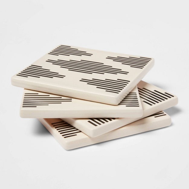 4pk Stoneware Modern Diamond Coasters