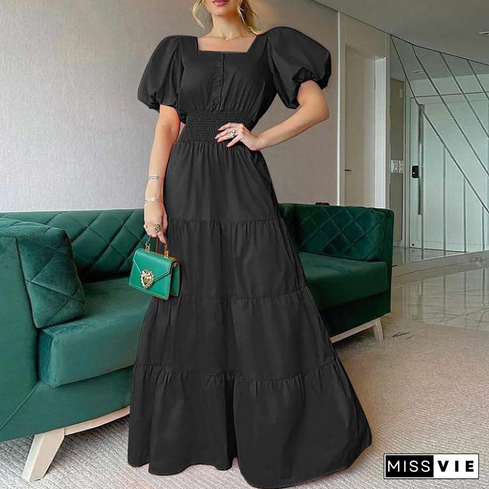 Women Party Maxi Dress Elegant Striped Office Lady Long Dresses