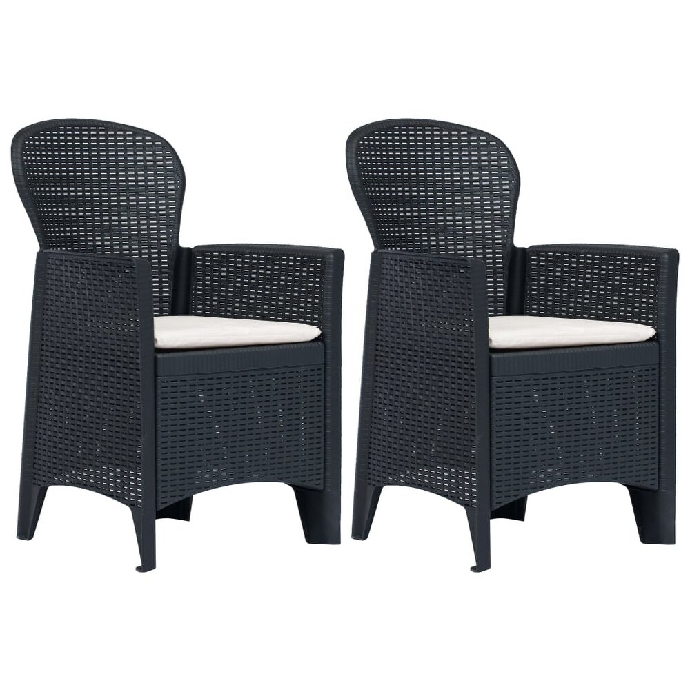 vidaXL Patio Chairs 2 Pcs Dining Single Chair with Cushion Plastic Rattan Look   23.2\