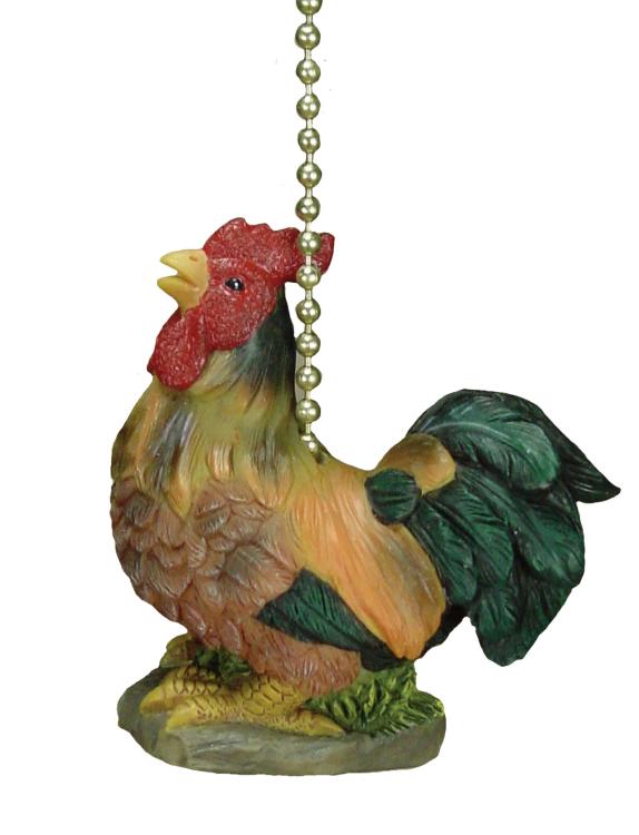 Country Rooster Farm Decorative Ceiling Fan and Light Pull Chain