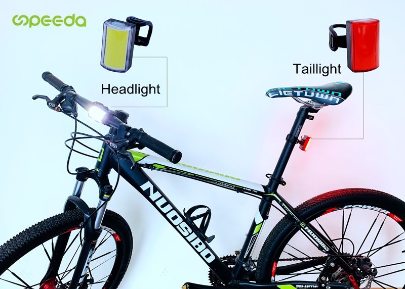 Speed Type C Rechargeable Bicycle Lights Set Super Bright 8 Modes  IPX5 Waterproof Bike Lights for Night Riding/Cycling Safety