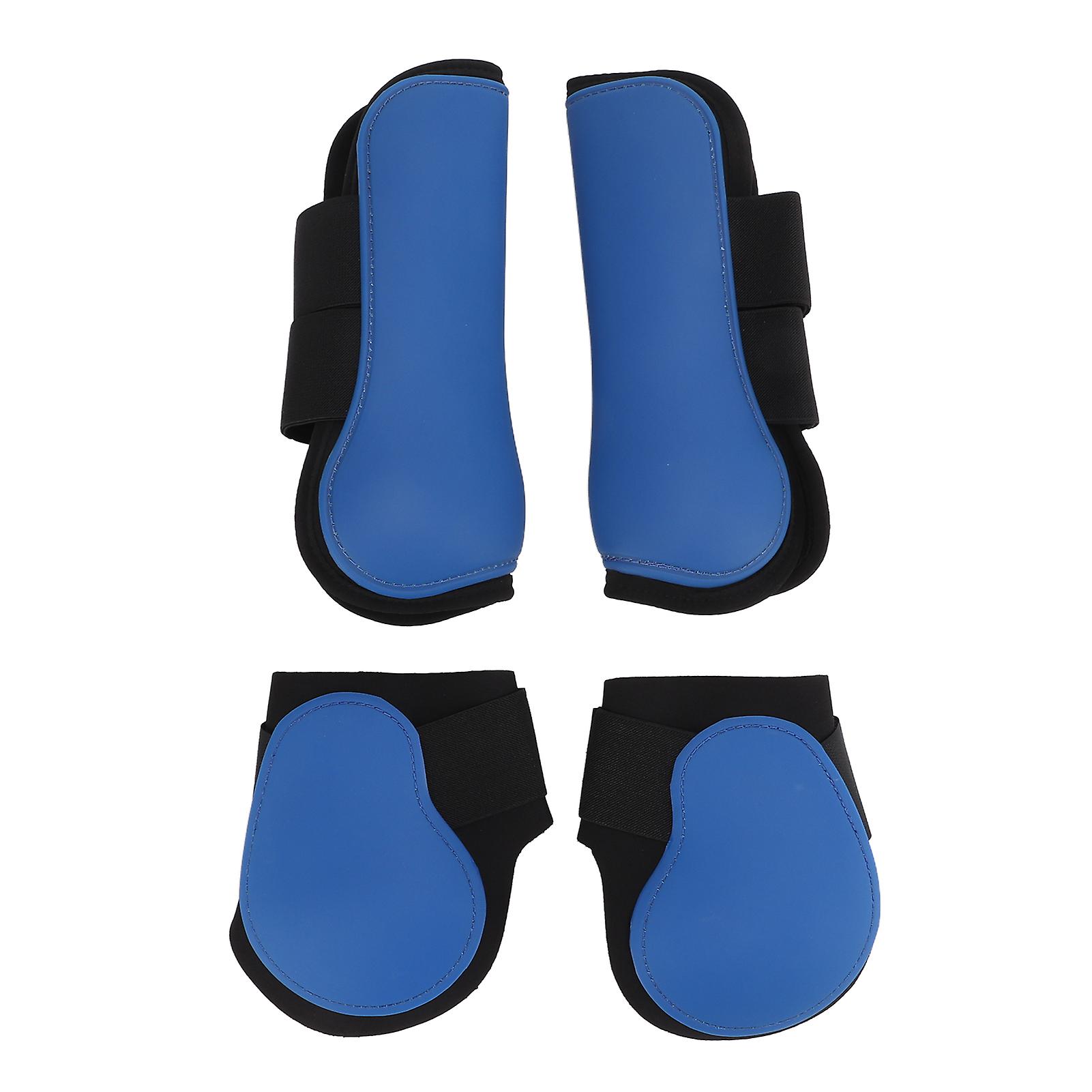 4pcs Horse Leg Boots Set Pu Horse Front And Rear Leg Brace Guards With Cushioning Inner Pad For Tendon Protectionblue Set L