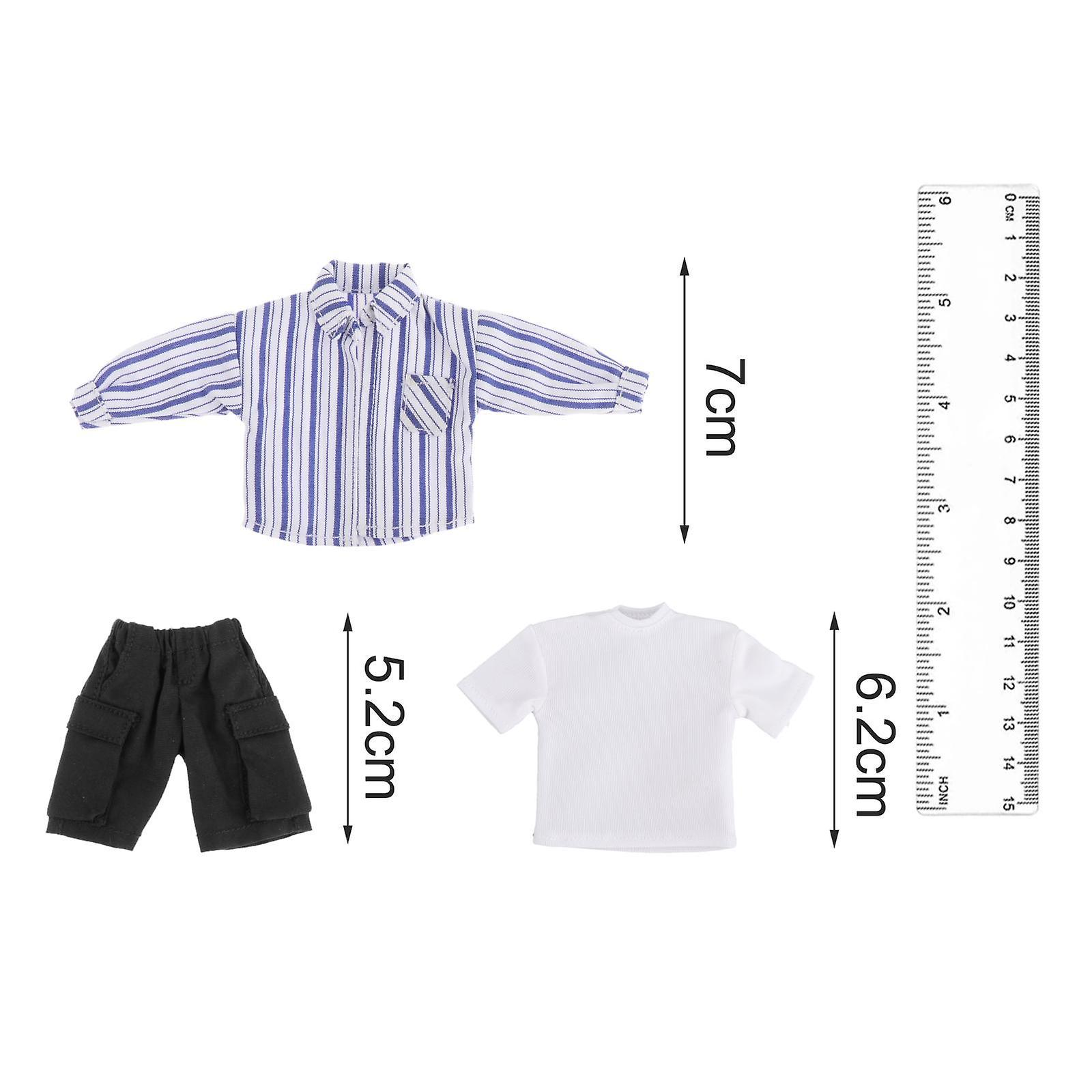 1/12 Scale Shirt T Shirt Pants Set For 6 Inch Doll Model Male Action Figures Light Blue Stripe