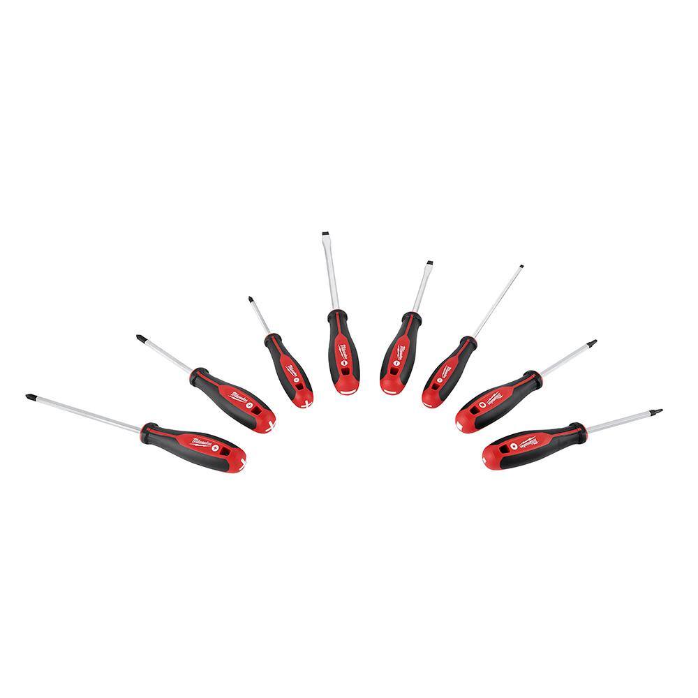 MW Straight-Cut Offset Aviation Snip (3-Pack) with Screwdriver Set (8-Piece) 48-22-4533-48-22-2718