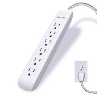 Philips 4 ft. 163 6-Outlet 720J Surge Protector Power Strip Extension Cord White SPC3064WE37