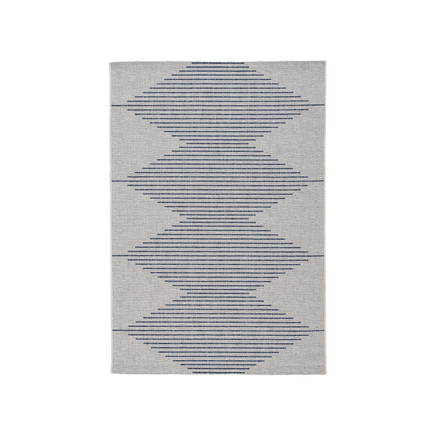 Ashley Alverno 122 in. L X 94 in. W Blue/White Geometric Indoor and Outdoor Polypropylene Rug