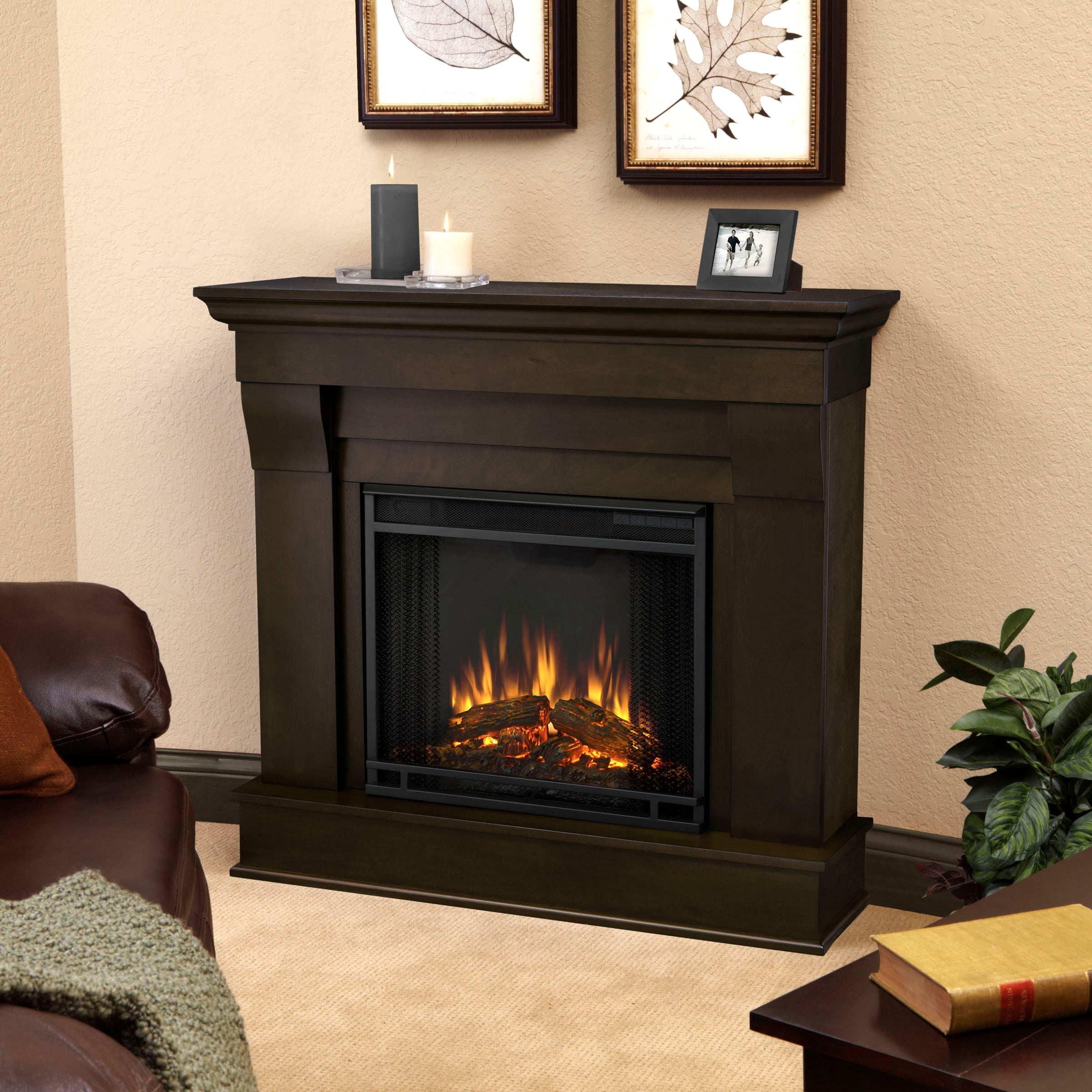 Chateau Electric Fireplace in Dark Walnut by Real Flame