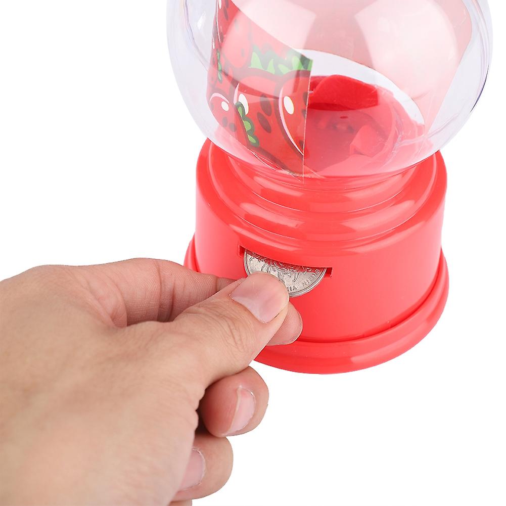 Portable Children Candy Machine Plastic Mini Gumballs Dispenser Kids Kindergarten Gift(red)