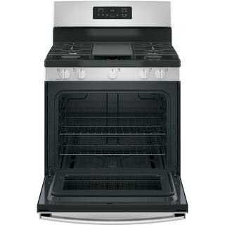 GE 30 in. 5.0 cu. ft. Freestanding Gas Range in Stainless Steel with Griddle JGBS66REKSS