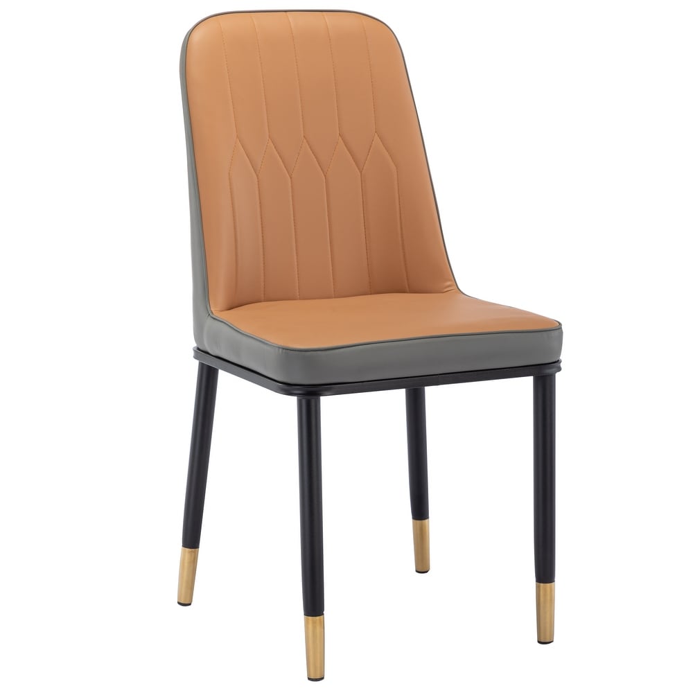 Pu Dining Chair with Iron Metal Gold Plated Legs for Dining Room