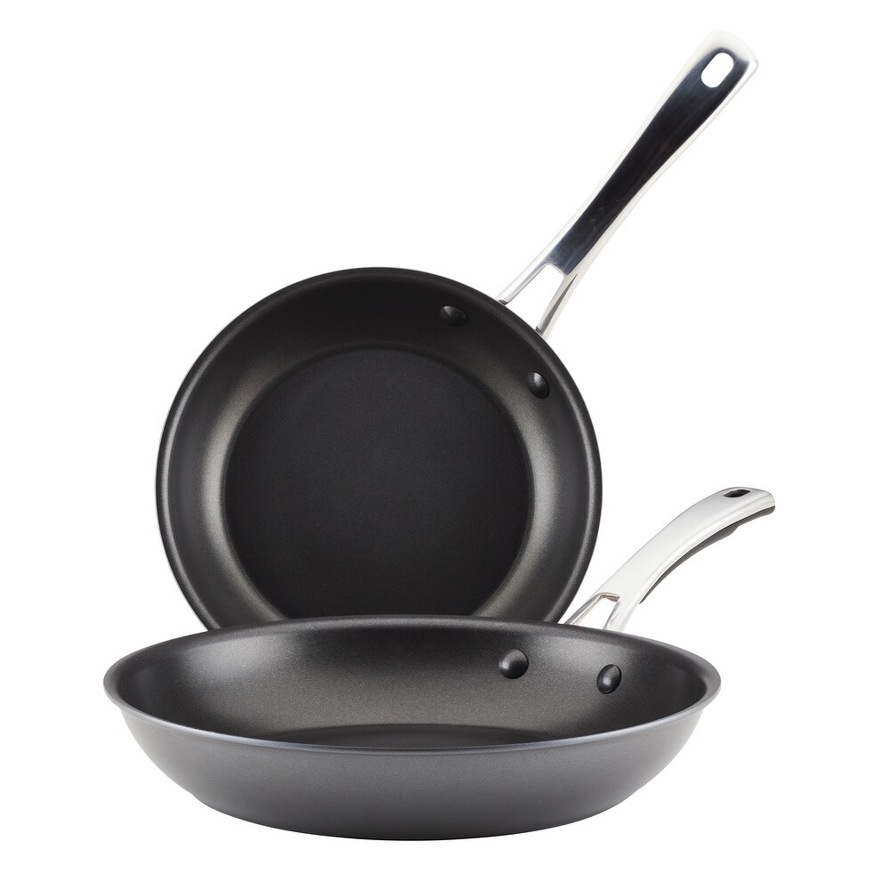 Rachael Ray Cook + Create Hard Anodized Nonstick Frying Pan Set  2 Piece  Black