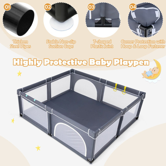 Costway 20751839 Large Infant Baby Playpen Safety ...