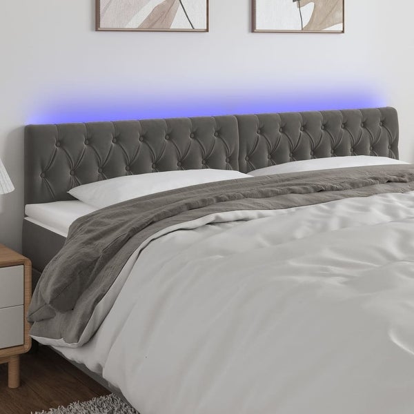 vidaXL LED Headboard Dark/Light Gray multisize Velvet - - 37421088