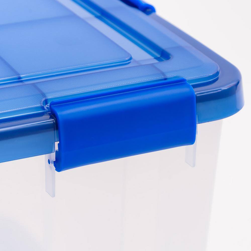 IRIS 10 Gal. WeatherPro Clear Plastic Storage Box with Blue Lid (3-Pack) 500140