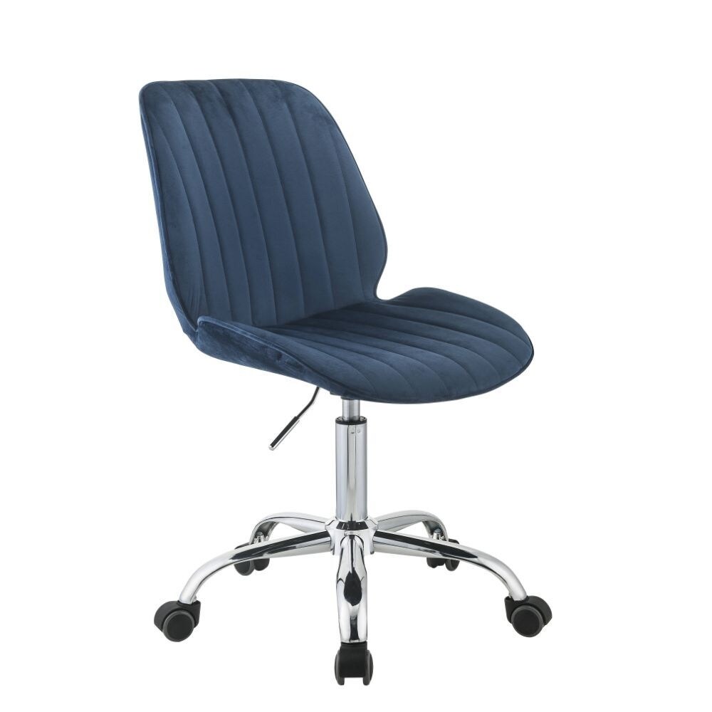 Office Chair  Twilight Blue Velvet   Chrome